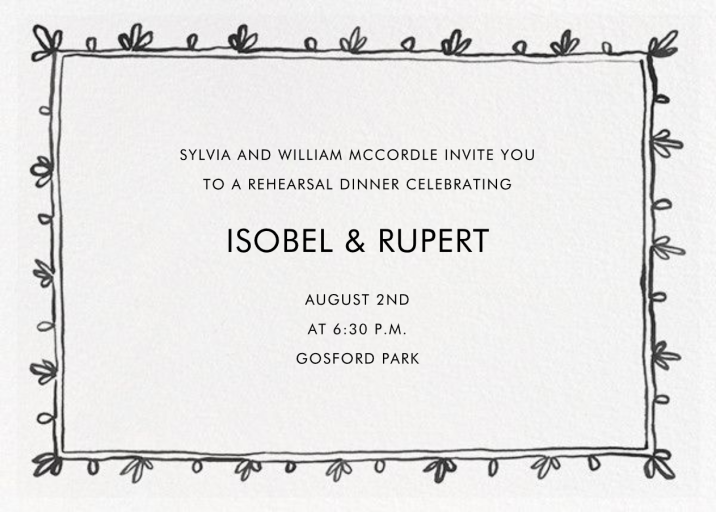 Brushed Border - Rehearsal Dinner Invitation by Linda and Harriett