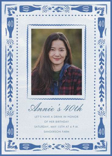 Photo Blue Bottle 40th Invitation