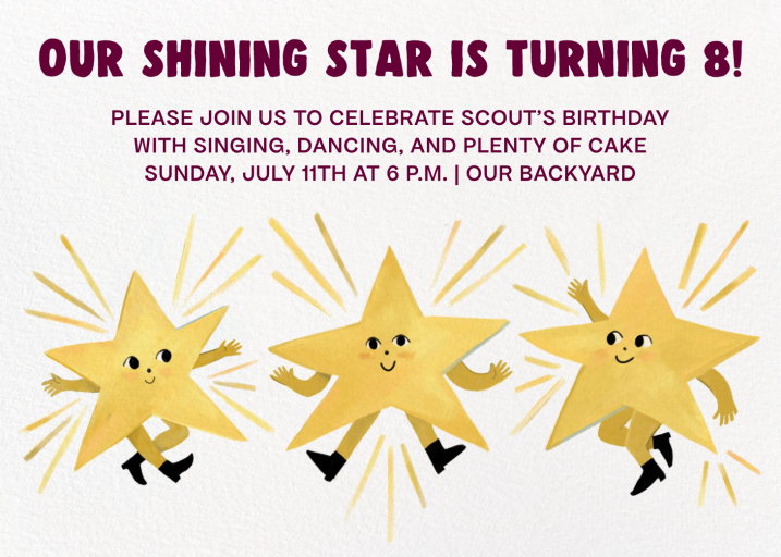 Dancing Stars Kids Invitation