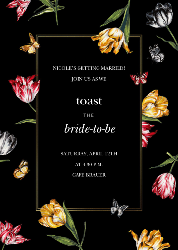 Striped Tulips - Bridal Shower Invitation by Oscar de la Renta
