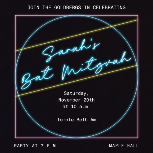 Neon Frames - Bar & Bat Mitzvah Invitation by Paperless Post