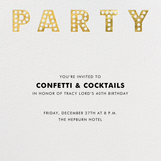 Marquee Lights - 40th Birthday Invitation by Paperless Post