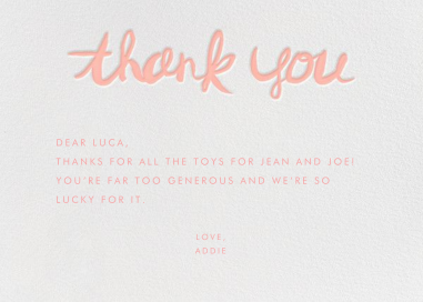 Brushed Thank You - Thank You Card by Linda and Harriett