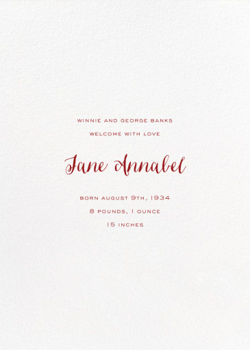 La Rochelle - Birth Announcement by Paperless Post - Back