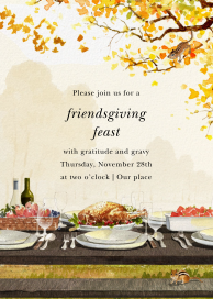 Turkey at the Park - Friendsgiving Invitation by Felix Doolittle