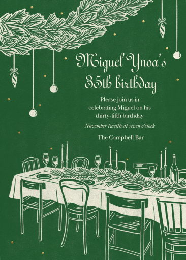 Green Holiday Dinner Invitation
