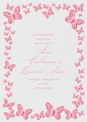 Butterfly Border - Quinceañera Invitation by Bernard Maisner