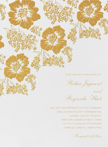 Falling Poppies I - Wedding Invitation by Oscar de la Renta