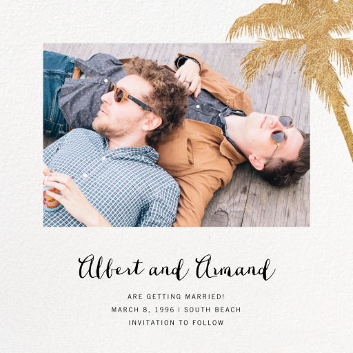 Tropical Palms (Photo Save the Date) - Party Invitation by Paperless Post