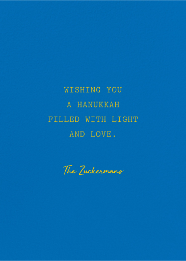Eight Night Light - Hanukkah Card by 2021 Co. - Back
