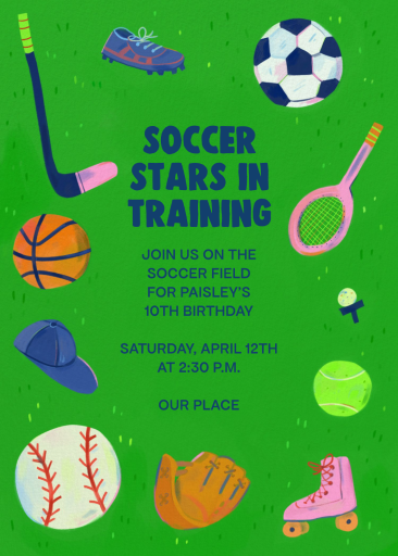 Sporty Doodle Birthday Invitation