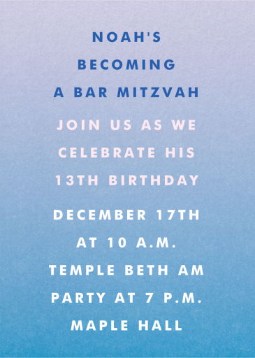 Gradient Full - Bar & Bat Mitzvah Invitation by Paperless Post