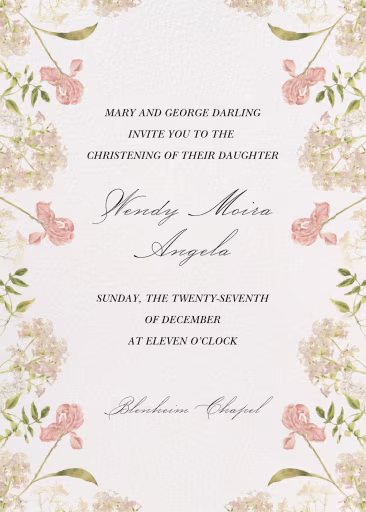 Soft Petals - Baptism & Christening Invitation by Monique Lhuillier