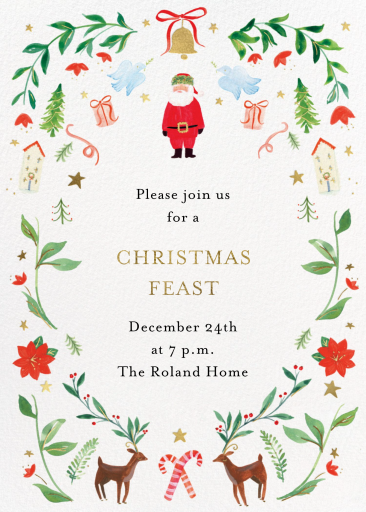 Watercolor Santa Holiday Invitation