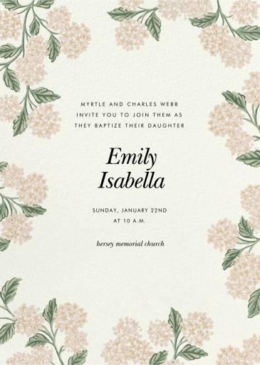 Framed Hydrangea - Baptism & Christening Invitation by Rifle Paper Co.