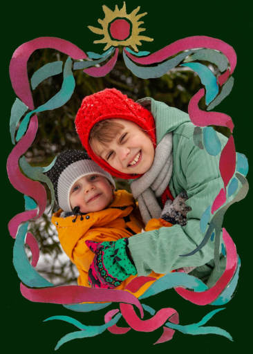 Photo Doodled Ribbon Border Card