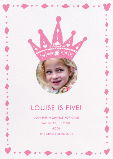 Cutout Crown (Photo) - Birthday Invitation by Linda and Harriett