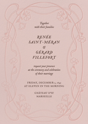 Floral Embossed Pink Invitation