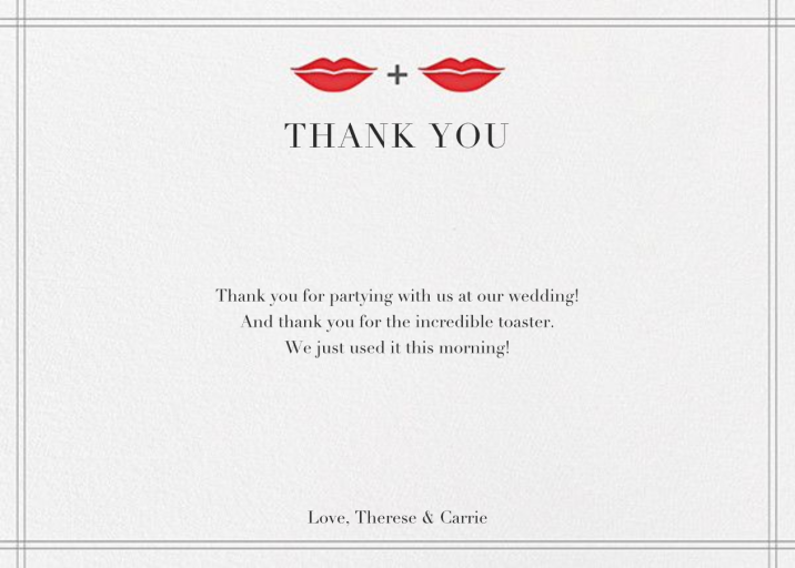 Lips and Stache (Wedding Stationery) - Thank You Card by Jonathan Adler