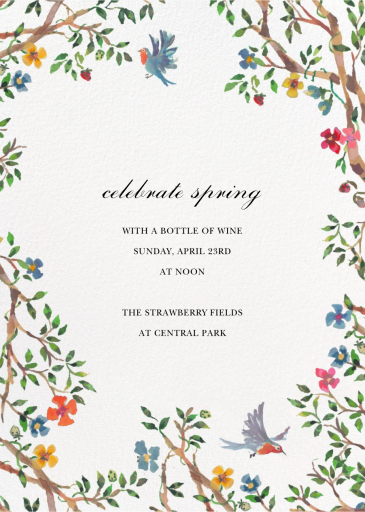 Birds on Bowers - Spring Party Invitation by Happy Menocal