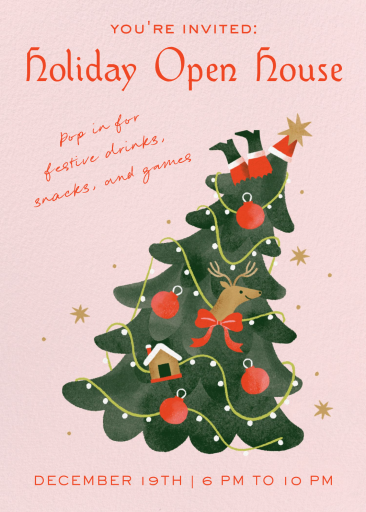 Elf Tree Holiday Party Invitation