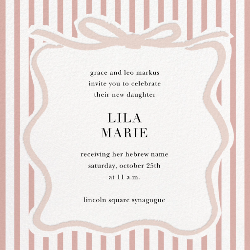 Coquette Ribbons - Bris/Baby Naming Invitation by Sugar Paper