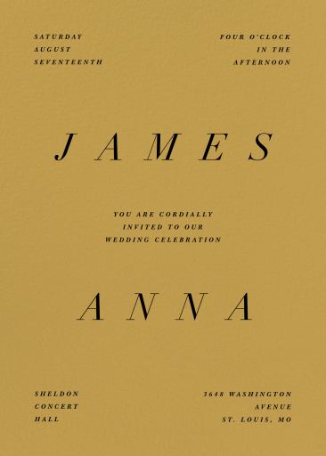 Minimalist Gold Wedding Invitation