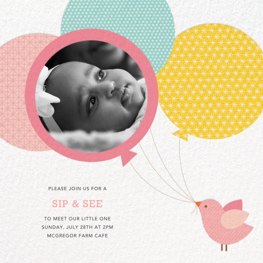 Bird Balloon - Baby Shower Invitation by Petit Collage