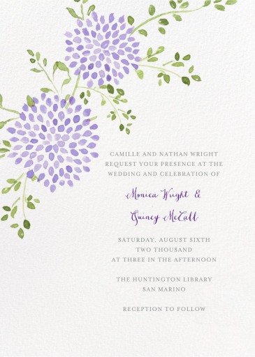 Watercolor Dahlias - Wedding Invitation by Paperless Post