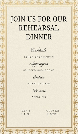 Golden Filigree - Rehearsal Dinner Invitation by Martha Stewart