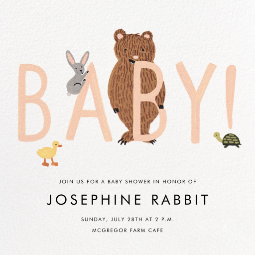 Bunny, Bear, and Baby - Baby Shower Invitation by Rifle Paper Co.