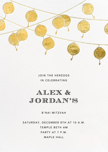 Golden String Lanterns - Bar & Bat Mitzvah Invitation by Paperless Post