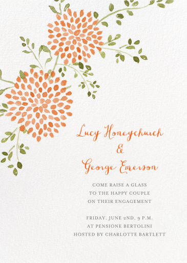 Watercolor Dahlias - Engagement Party Invitation by Paperless Post