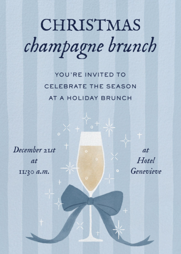 Blue Bow Champagne Brunch Invitation