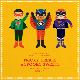 Superhero Trio - Halloween Invitation by Petit Collage