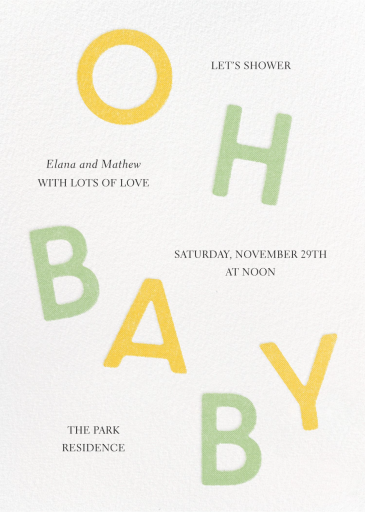 Falling Letters - Oh Baby - Invitation by Paperless Post