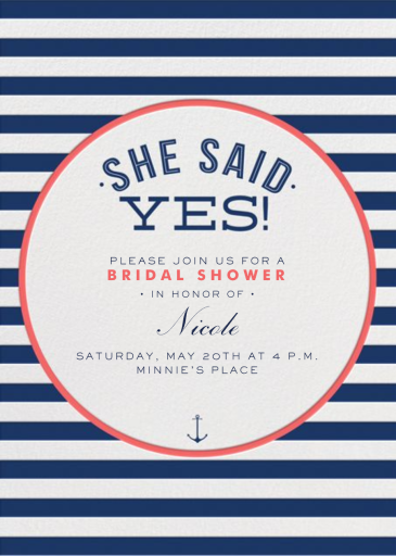 Nautical Stripe Bridal Shower - Bridal Shower Invitation by Crate & Barrel