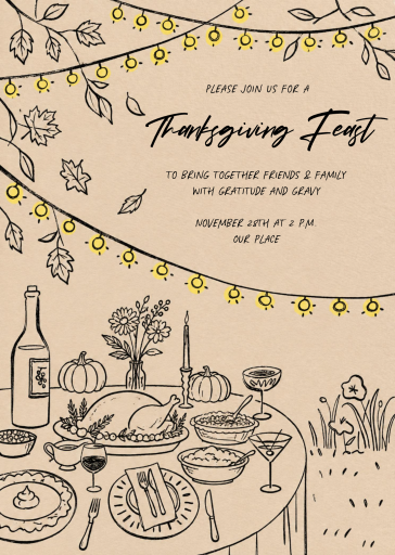 Thanksgiving Feast Line Art Invitation