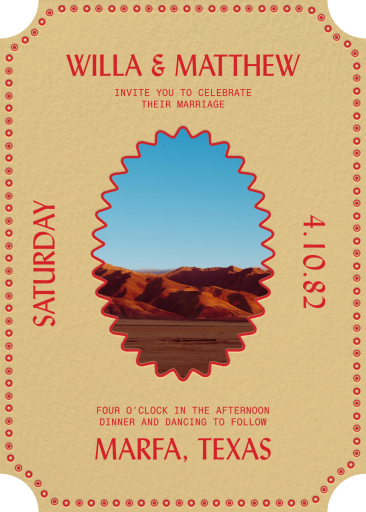 «Ticket to Love» - Invitación de boda de Few & Fahr Studio