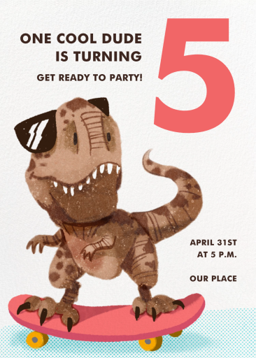 Cool Dino Skater Invitation