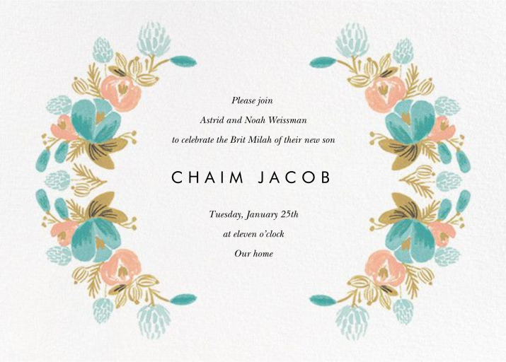 Classic Garland - Bris/Baby Naming Invitation by Rifle Paper Co.