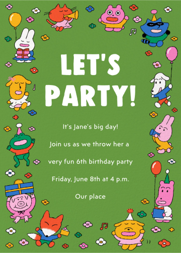 Party Peeps - Birthday Invitation by Min Heo