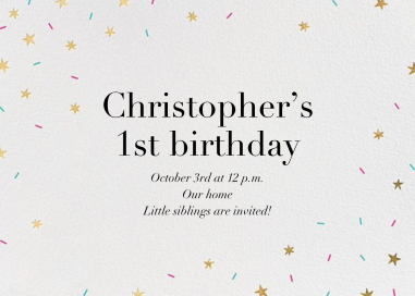 Starfetti - First Birthday Invitation by Paperless Post