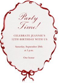 Invitación con borde de lazo rojo
