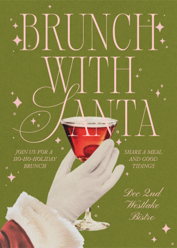 Photo Retro Santa Brunch Invitation