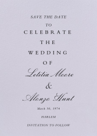 Classic Script Lilac Save the Date