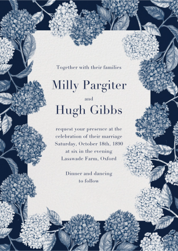 Hydrangea Border - Wedding Invitation by Liberty