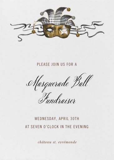 Harlequin Mask - Fundraiser Invitation by Paperless Post