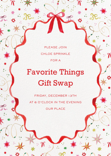 Bows and Stars (Sarah Robins Powell) - Christmas Party Invitation by Dogwood Hill