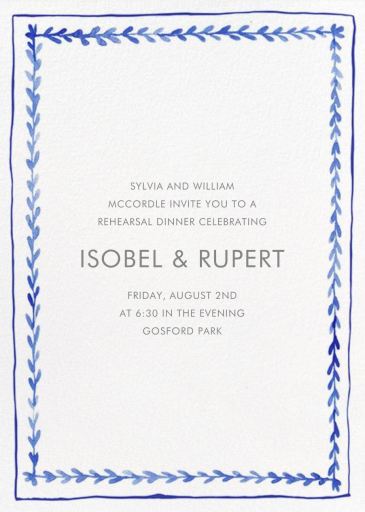 Branch Border - Tall - Rehearsal Dinner Invitation by Linda and Harriett